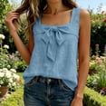 thumbnail image 7 of Kilaqueen Womens Bow Tie Front Tank Tops Summer Dressy Solid Color Square Neck Sleeveless Tunic Blouses Lightweight Loose Fit Casual Going Out Cami Gauze Shirts, 7 of 7
