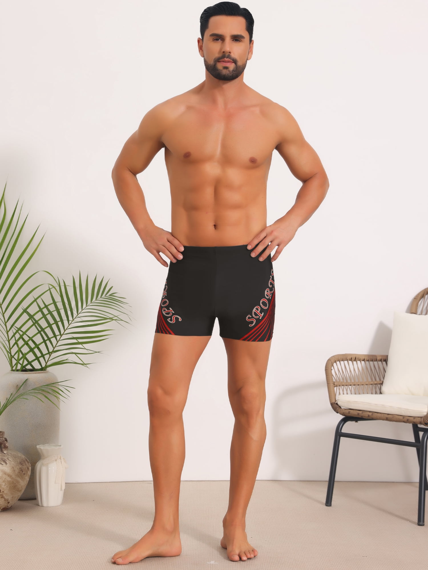 DARING DIVA Men's Printed Swimming Shorts Stretch Waist Surfing Board Shorts 36 Red