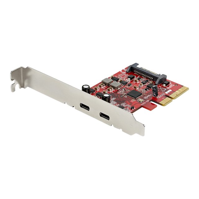 StarTech.com PCIe USB 3.1 Card, 2x USB C 3.1 Gen 2 10Gbps, PCIe Gen 3 x4, ASM3142 Chipset, USB Type-C PCI Express Card, 2-Port USB 3.2 Gen 2x1 Expansion Add-On Card, Windows, macOS, Linux - Full/Low-Profile - USB adapter - PCIe 3.0 x4 low profile - USB-C 3.1 Gen 2 x 2 - for P/N: S252BU313R