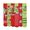 thumbnail image 2 of Grinch Holiday Cheer Adult 6-Pair Casual Crew Socks, 2 of 7