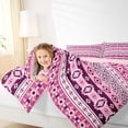 thumbnail image 3 of jejeloiu Romantic Tribal Full Size Comforter Sets For Girls,Bohemian Print Bedding Comforter Set,Purple Pink,Pink Reversible,3 Pieces,1 Comforter and 2 Pillowcases, 3 of 7