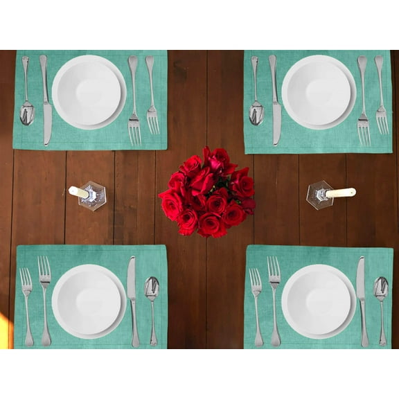 Faux Burlap Dinner Table Placemats Holiday Home Decoration 13" x 19" (Pack of 4)