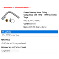 thumbnail image 2 of Power Steering Hose Fitting - Compatible with 1976 - 1977 Chevy Vega, 2 of 2