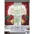 thumbnail image 2 of Merry Christmas Sheer Curtains 63 Inch Length 2 Panels Set Window Treatments, Winter Xmas Pine Needle Sparkle Bells Rod Pocket Semi Curtains for Living Room/Bedroom/Kitchen Décor, 104"W x 63"L, 2 of 7
