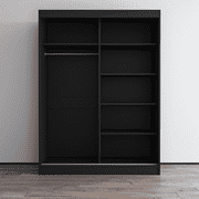 Aria 2 Door 59 Wide Modern High Gloss Wardrobe Armoire, Black
