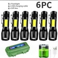thumbnail image 1 of From Xiao Bei strict selection 1-6PCS Mini Portable LED Flashlight COB Light Telescopic Zoom Torch USB Rechargeable Tactical Camping Hiking Emergency Lantern, 1 of 7