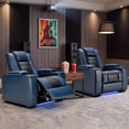 thumbnail image 2 of Bonzy Home Electric Recliner Set of 2 LED Lighting Adjustable Headrest with USB Ports and Cup Holders Home Theater Seating Reclining Chair Hidden Arm Storage, Blue, 2 of 10