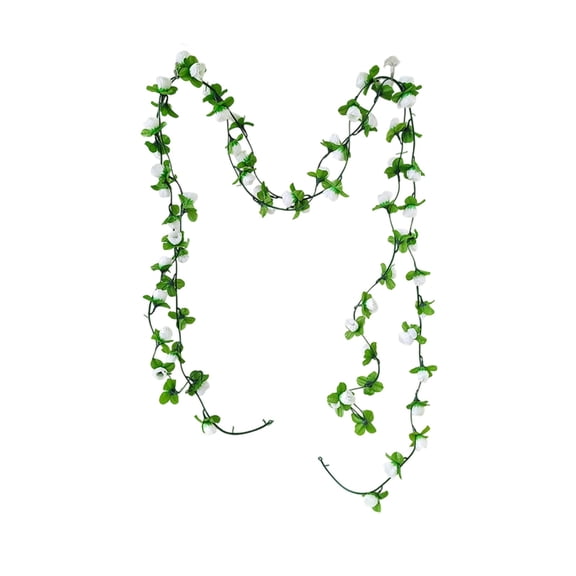 LanSuare 2Pack (7.5FT )Fake Rose Garland, Artificial Roses Vines Flower Garland, Hanging Floral Vine for Wedding Home Backdrop Party Arch Arrangement Decoration, White