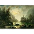thumbnail image 2 of Albert Rieger 24x18 Gold Ornate Framed and Double Matted Museum Art Print Titled - Crossing in a Moonlit Night, 2 of 4