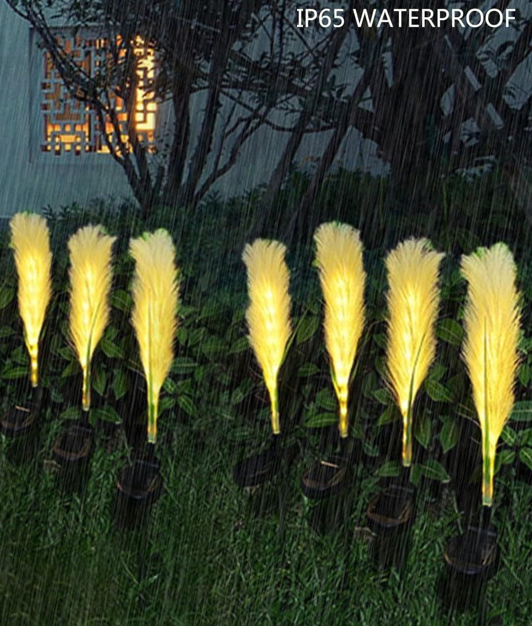 Solar Garden Lights Outdoor Waterproof 4 Pack Solar Flower Lights Decorative Landscape Lighting Pathway Patio Yard Decor Solar Reed Garden Lights