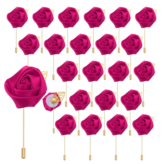 Uxcell 24pcs Rose Red Rose Boutonnieres Pins for Wedding Formal Party