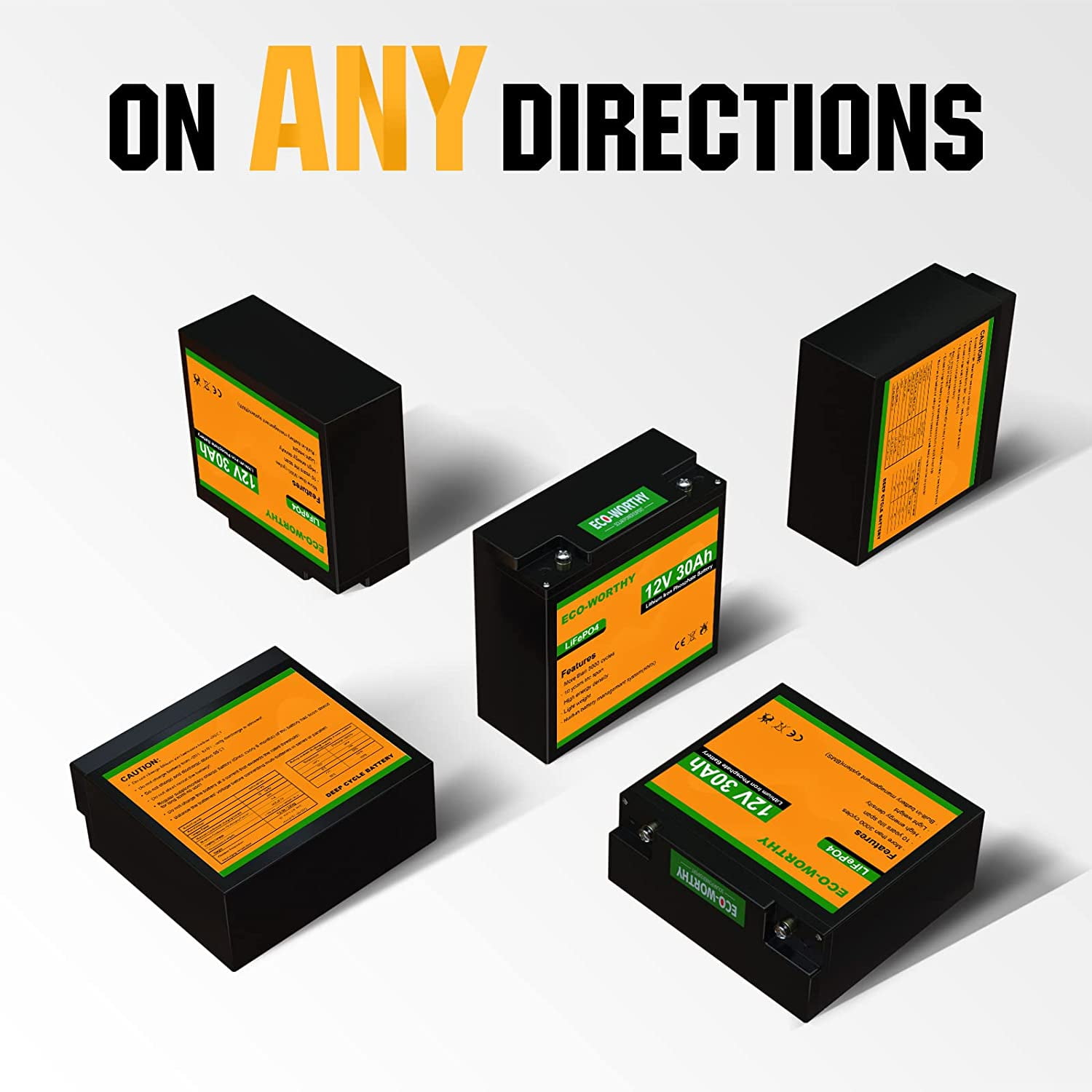ECO-WORTHY 12V 30Ah Lithium Phosphate Battery, Over 2000 Cycles Lightweight LiFePO4 Battery