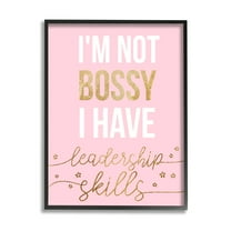 Stupell Industries Not Bossy Leadership Skills Inspirational Phrase Fun Stars Inspirational Painting Black Framed Art Print Wall Art, 24 x 30