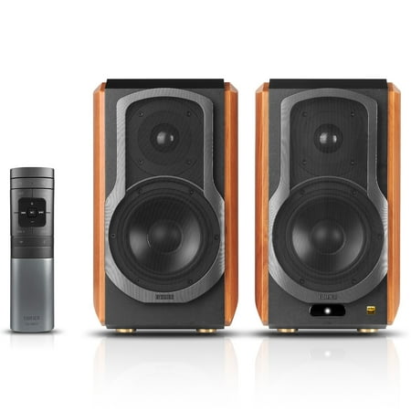 UPC: 0875674006111 | Edifier S1000W Wifi Hi-Fi Bookshelf 2.0 Speakers  Brown  Large
