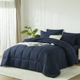 thumbnail image 2 of Davulos Twin Comforter Set 5 Pieces Bed in a Bag All Season Twin Size Bedding Sets with Comforter, Flat Sheet, Fitted Sheet, Pillowcases, Pillow Shams,Blue, 2 of 8