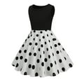 thumbnail image 4 of AJTQTH Sundress for Girls Kids Crewneck Sleeveless Tunic Gowns Colorblocked Polka Dots Flowy Frocks Elagant Cotton Maxi Dress for School Casual Summer Party White 5 Years, 4 of 5