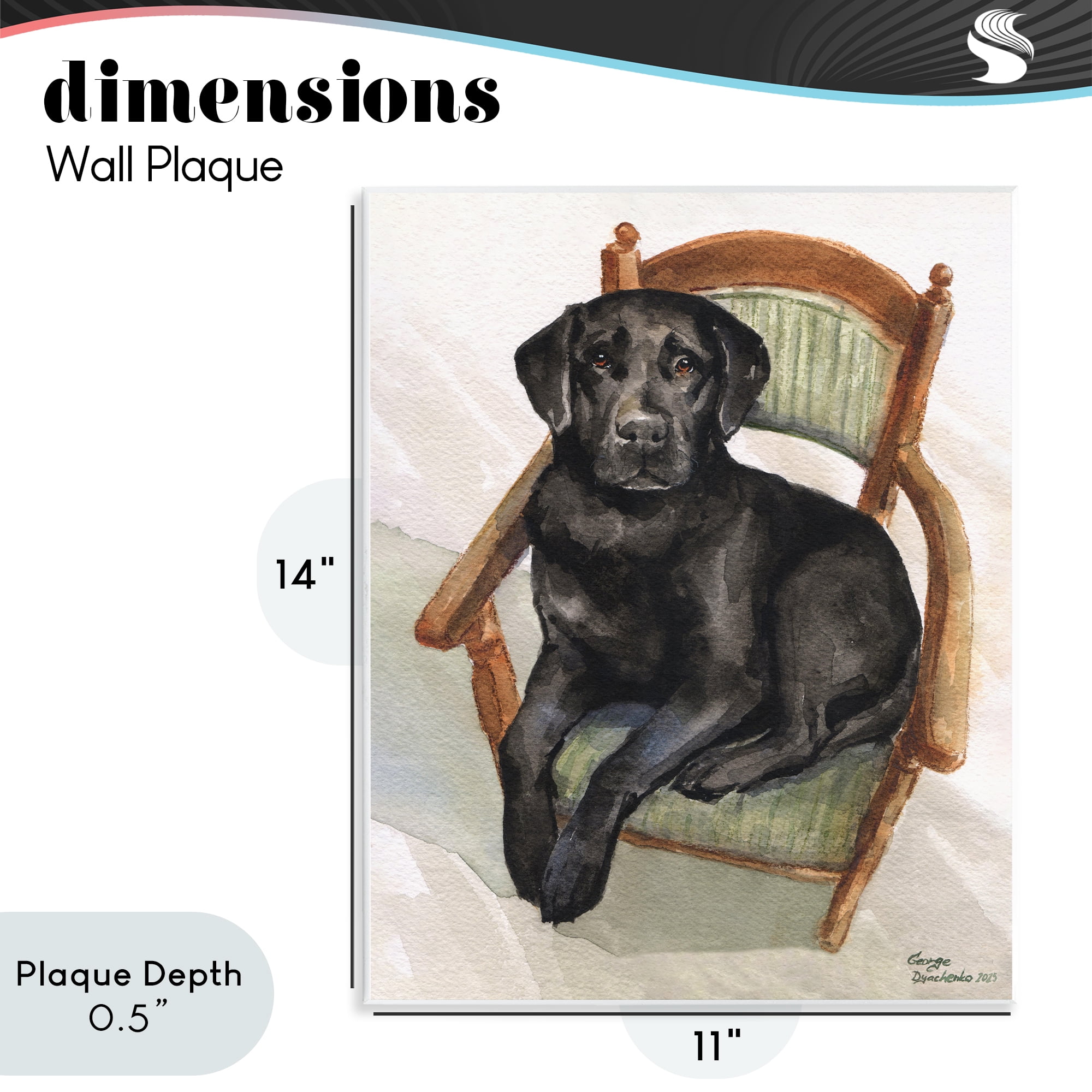 Stupell Industries Black Labrador On Chair Wall Plaque Art, design by George Dyachenko