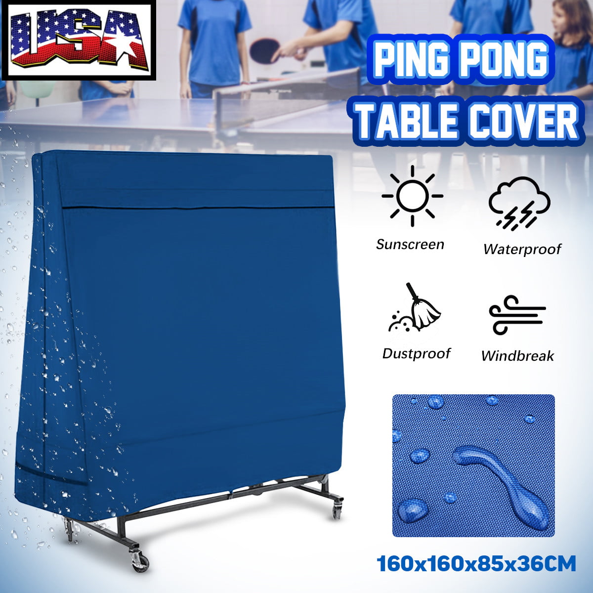 160*160*85CM Waterproof Table Tennis Cover Ping Pong Protective Indoor Outdoor 
