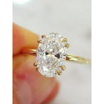 Jewelerix Oval Cut Moissanite Engagement Ring in 14K Gold Plated – 4-Prong Solitaire Setting – D Color, VVS1 Clarity Wedding Ring