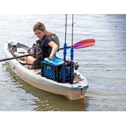 Mossy Oak 24 Piece Kayak Storage Crate with Dry Bag, Fishing Accessories Kit and Rod Holder Milk Crate Blue