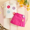 thumbnail image 2 of DHFJKG Toddler Baby Girl Outfits Sleeveless Ruffle T Shirt Tops Floral Pearls Appliques Skorts 2 Piece Versatile Outfit, 2 of 4