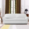 thumbnail image 4 of Subrtex Stretch 2-Piece Textured Plaid Loveseat Slipcover, Off-white, 4 of 7
