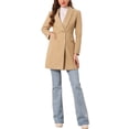 thumbnail image 2 of INSPIRE CHIC Double Breasted Winter Coat for Women's Lapel Neck Long Sleeve Outerwear Overcoat XL Khaki, 2 of 6