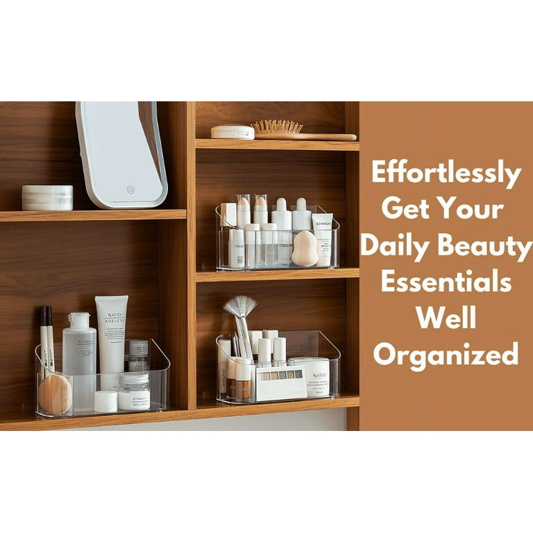 Adjustable 2-Tier Bathroom Countertop Organizer Quick Installation Wood  Vanity Storage Trays Standing Cosmetic Storage Shelf
