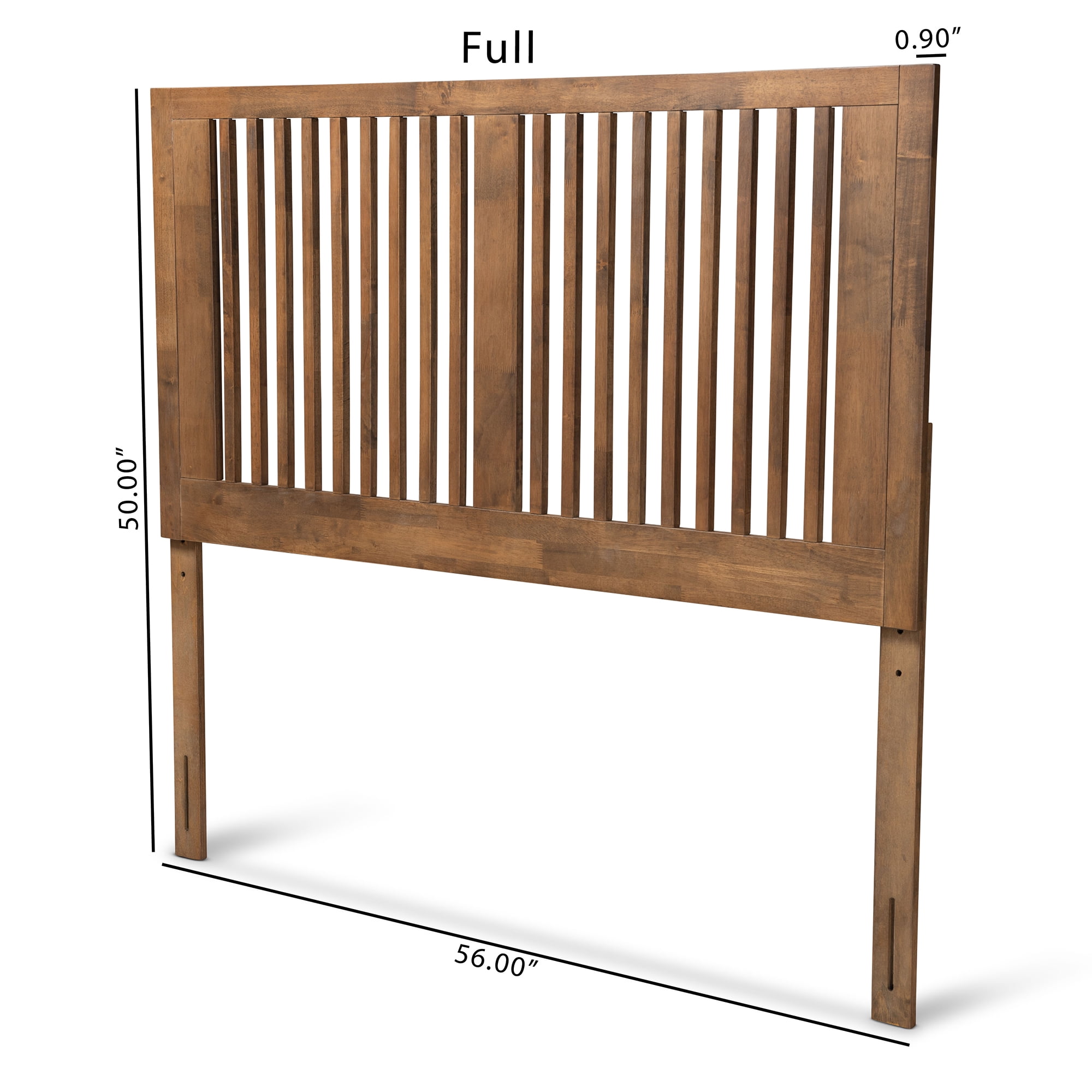 Baxton Studio Harena Contemporary/Modern Slat Back Support Rubberwood Headboard, Full, Ash Walnut