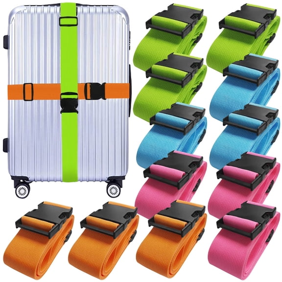 12 Pack Luggage Straps Suitcase Belts Straps Wide Adjustable Packing Straps Travel Belts Accessories for Business Traveling Packing