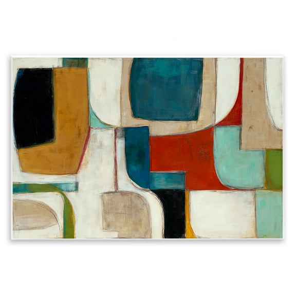 Stupell Industries Abstract Cubism Shapes Abstract Painting Unframed Art Print Wall Art, 15 x 10