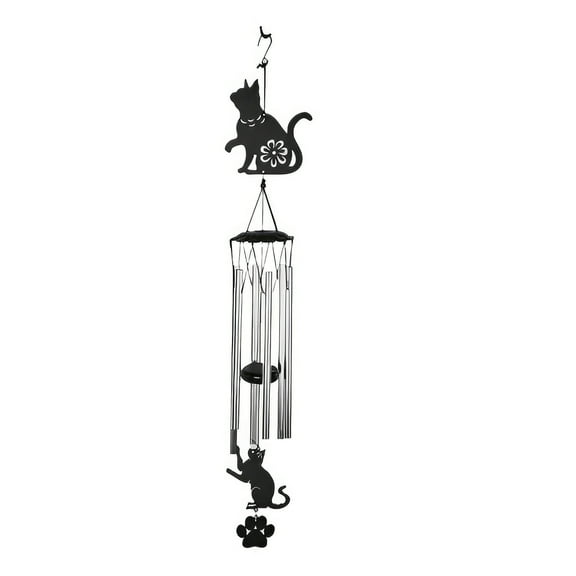 FC Design 29" Long Cat Metal Silhouette Wind Chime Statue Sculpture Ornament Decoration Home/Room/Garden Decor and Unique Gift Ideas for Housewarming, Holidays and Birthdays