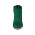 thumbnail image 6 of BLISSFUL STEP Women's Ankle Boots Pointed Toe Zip-Up Block Heel Emerald Green 8, 6 of 8