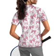 thumbnail image 2 of Whosucclay Bow Print Golf Polo Tops, Breathable Lightweight Elastic Polo Shirts for Outdoor Activities Tennis Gym Half Zip Size X-Large, 2 of 10