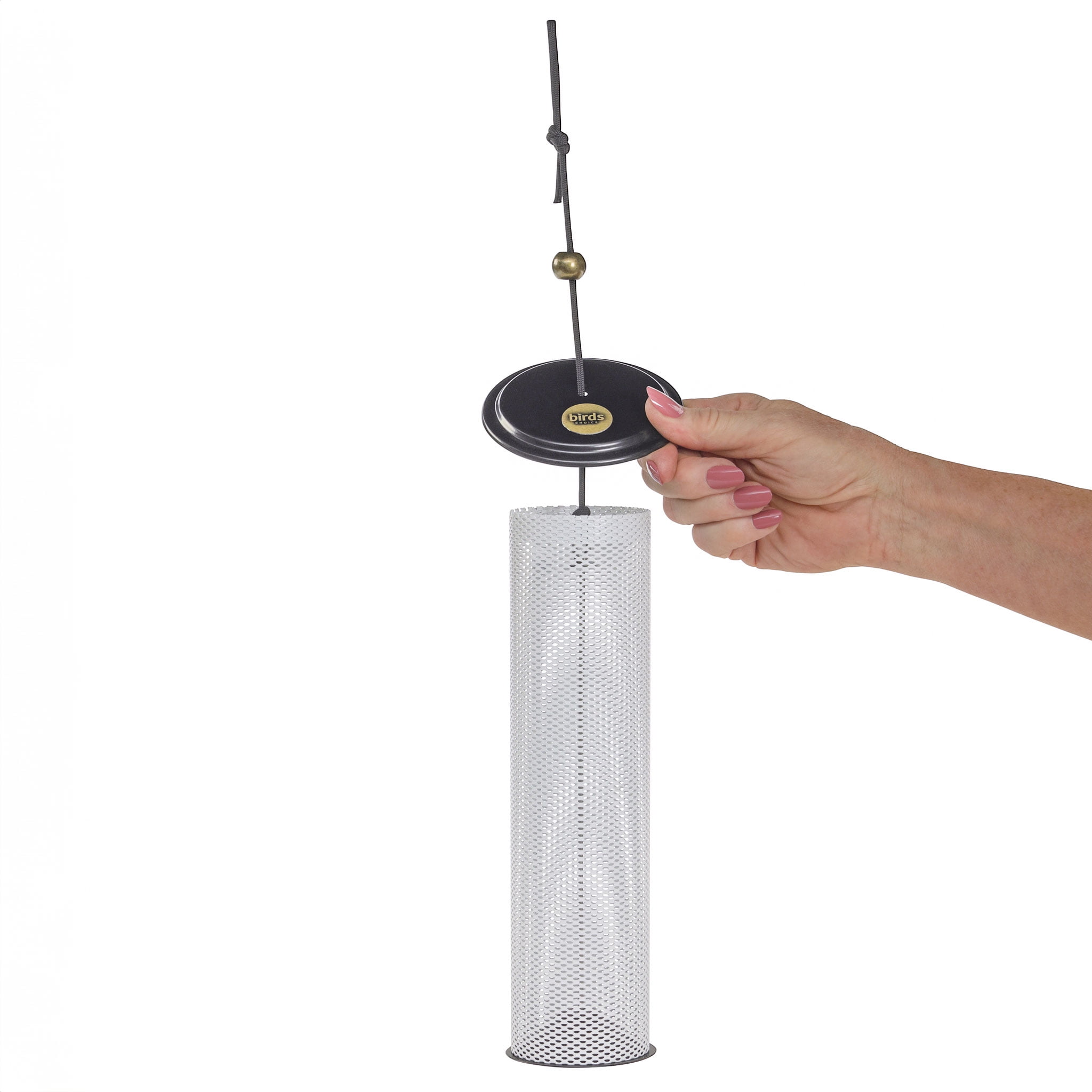 Birds Choice Modern Farmhouse Metal Hanging Bird Feeder for Finches, Black/White