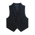 thumbnail image 2 of GiLiling Boys Suit Vest Classic Tuxedo Kids Formal Waistcoat Notch Lapel Dress Vest with Pockets Elegant Gentleman Outfit (Black, 5-6 Years), 2 of 4