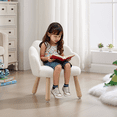 thumbnail image 3 of Guyou Solid Wooden Toddler Chair Ages 1-6, Kids Preschool Arm Chair with Flower Back, Upholstered Kid Reading Chair, Sherpa Kids Desk Chair for Playroom Kindergarten Preschool Bedroom, White, 3 of 10