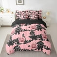 thumbnail image 2 of Castle Fairy Pink Floral Rose Twin Bedding Sets 7-Piece for Children Teens Adults,Kawaii Black Ribbon Bow Bedding Comforter Set Microfiber,Bohemian Damask Breathable Sheet Sets, 2 of 8