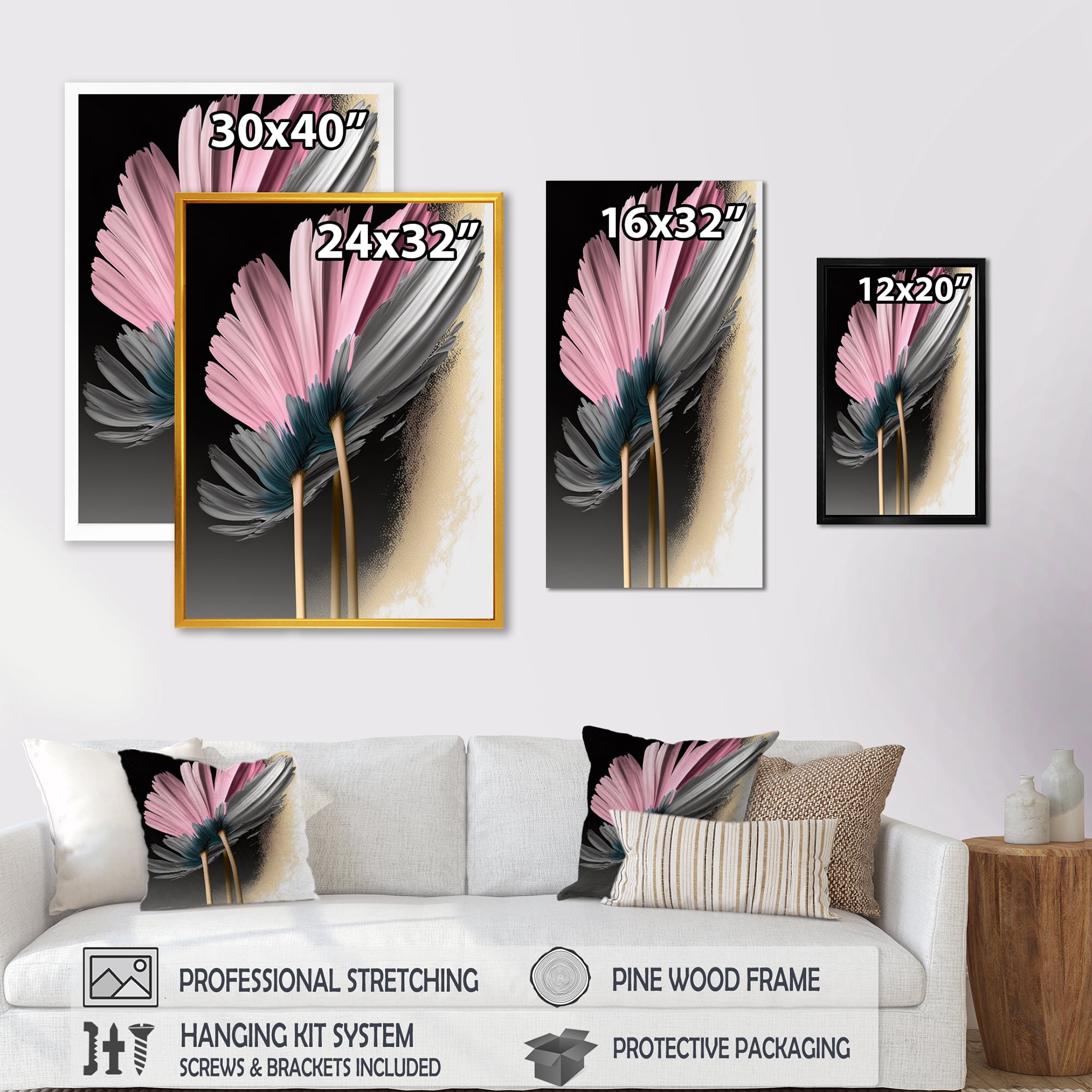 Designart Hyperrealistic Gerbera Flowers V Canvas Wall Art