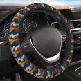 thumbnail image 5 of Xecao Red And Blue Flame Wave Dragon patten Stretch Elastic Steering Wheel Cover, fits all vehicles, 15-inch diameter, 5 of 6