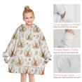 thumbnail image 6 of Beige Highland Cow Flower Pattern Blanket Hoodies for Kids 6-13YR Oversize Wearable Blanket Hoodies for Boys Girls Teens, 6 of 7