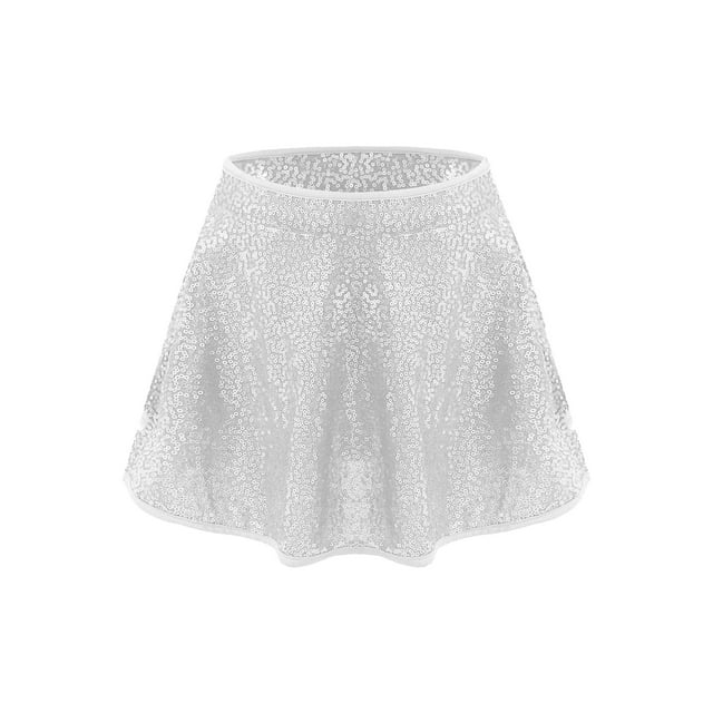 Hansber Jupe à Sequins pour Filles, Jupe de Danse Moderne Jazz Hip Hop Ballet Argent 10