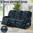 thumbnail image 2 of COEQINE Stretch Recliner Cover Universal 8 Pieces Recliner Sofa Cover Stay in Place 3 Seater Furniture Protector Home Decor for Pets, Dogs, Cats, Kids, Blue Black Leoaprd Print, 2 of 8