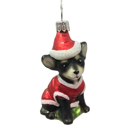 Chihuahua Santa - Chihuahua Dog Wearing a Santa Outfit Polish Glass Christmas Ornament Pet Animal