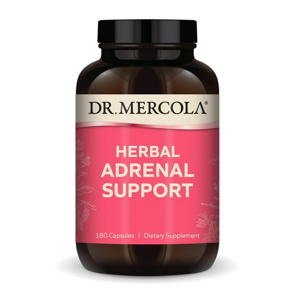 Dr. Mercola Herbal Adrenal Support, 90 Servings (180 Capsules), Dietary Supplement, and Stress Management, Non-GMO