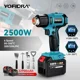 thumbnail image 2 of Pistola de aire caliente Yofidra de 550 ℃, 2500 W, temperatura de 2.ª marcha, velocidad del viento de 6.ª marcha, pantalla LED de temperatura para pistola de calor de batería Makita de 18 V, 2 of 5