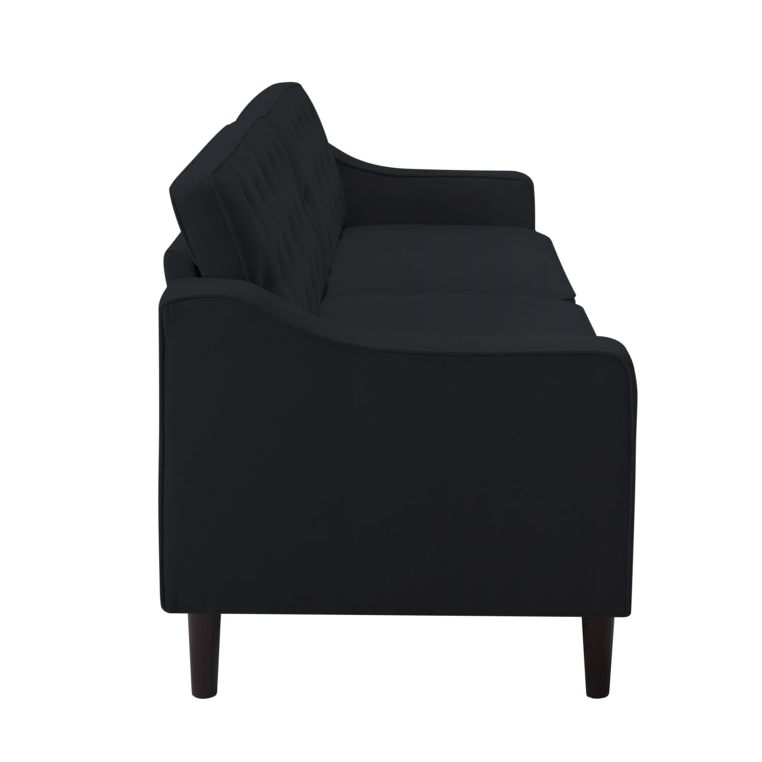 Resenkos 77" Upholstered Sofa Couch with Wood Leg, Square Arms and Tufted Back for Living Room, Bedroom, Apartment, Black Resenkos 77" Upholstered Sofa Couch with Wood Leg, Square Arms and Tufted Back for Living Room, Bedroom, Apartment, Black