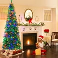 thumbnail image 2 of Costway 7.5ft Pre-Lit Hinged Pencil Christmas Tree 350 Multicolor Lights, 2 of 10