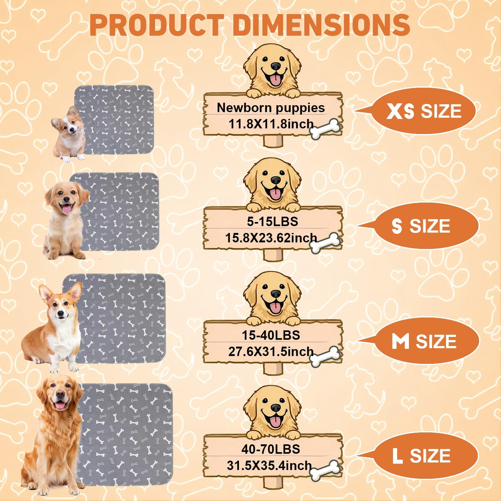 Puppy Pads with Pheromones,Washable Pee Pads for Dogs,Reusable Pee Pads for Dogs,Waterproof and Leak-Proof,Non-Slip Base Training Pads Suitable for Home,Travel and Dog Crates