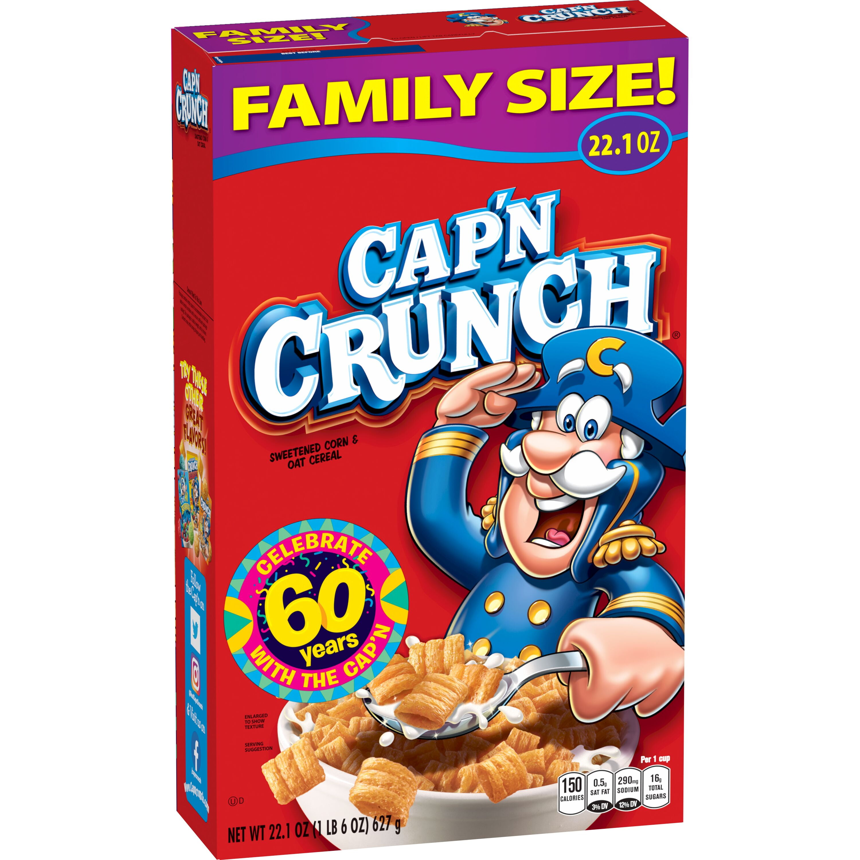 Cap'n Crunch Cereal Original Family Size Box, 22.1 oz